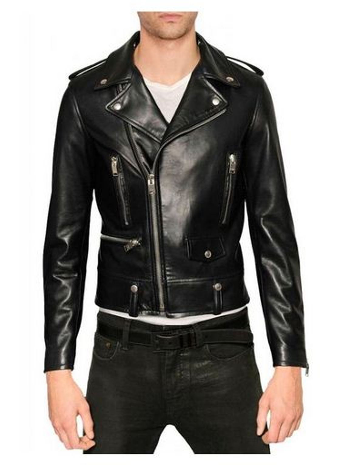 Men Leather Jacket Coat Motorcycle Biker Black Slim Fit Jackets